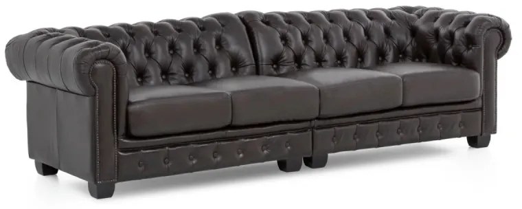 furniture-nabytek.cz - Pohovka Chesterfield 4-miestna z pravej kože, hnedá – 268×100×72 cm