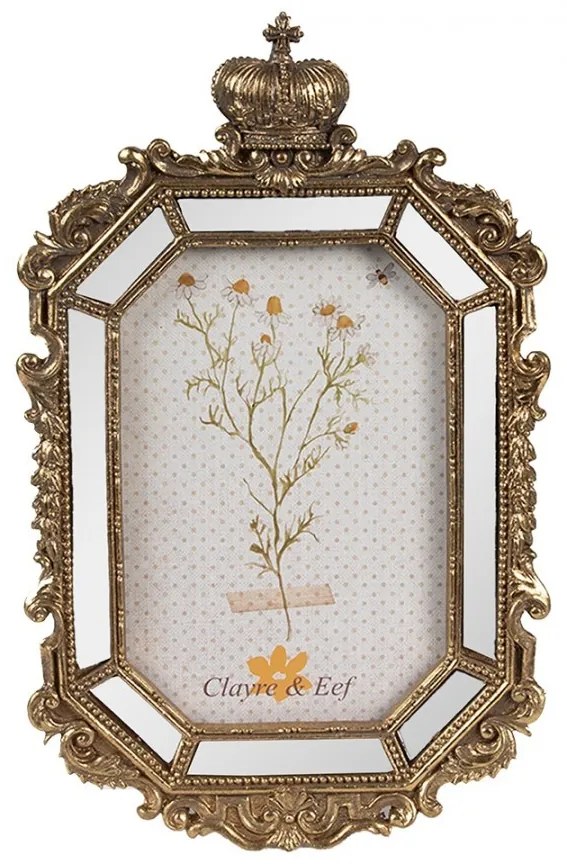 Zlatý antik fotorámik so zrkadlami a korunkou Baroque - 15*3*24 cm / 10*15 cm