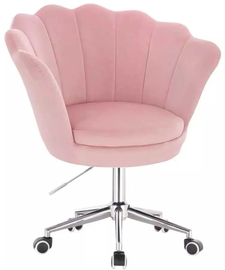 LuxuryForm DESIGN Kreslo FREY VELUR na striebornej podstave s kolieskami - ružové