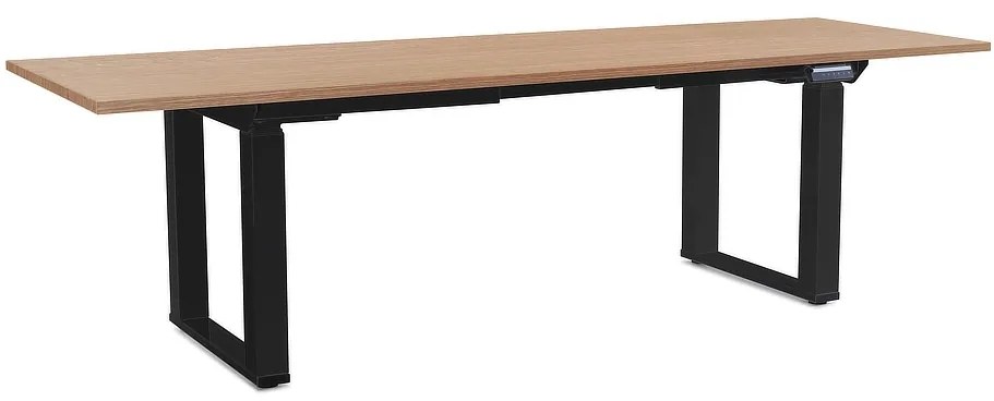 Výškovo nastaviteľný stôl OfficeTech Strong 240 x 80 cm, čierna podnož, dub