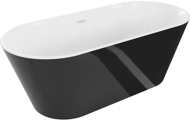 Mexen Flavia, voľne stojaca vaňa 170 x 75 cm, biela-čierna, biely prepad, 54031708075-20