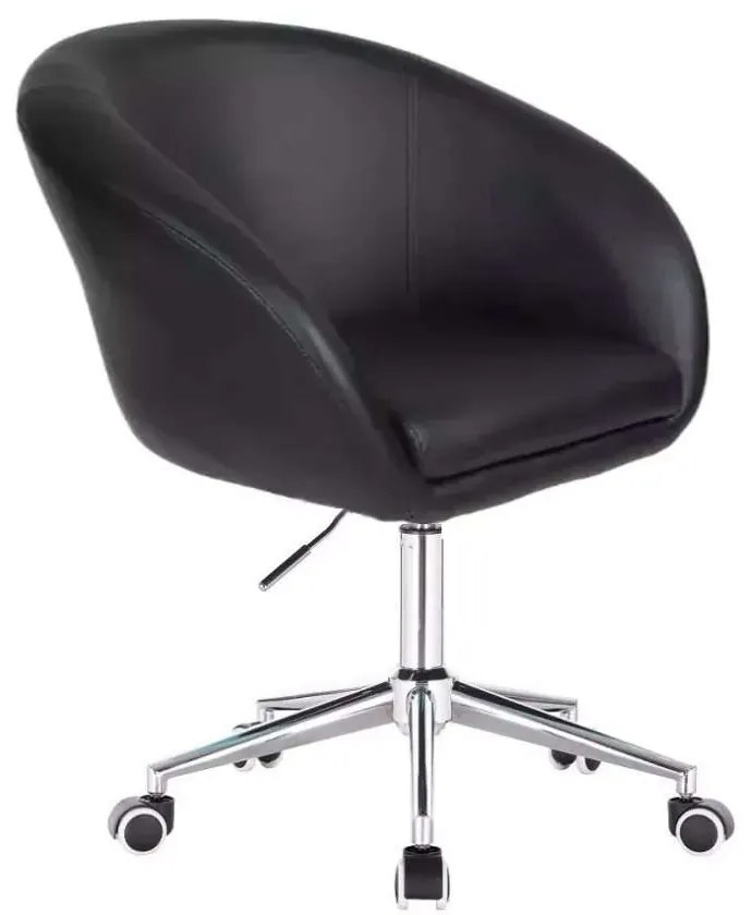 LuxuryForm DESIGN Stolička VENICE na striebornej podstave s kolieskami - čierna