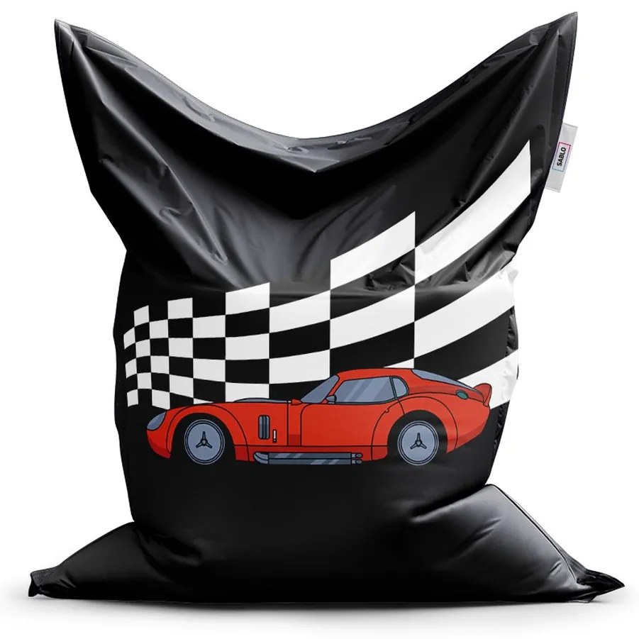 Sedací vak Classic závodné auto, čierna / červená