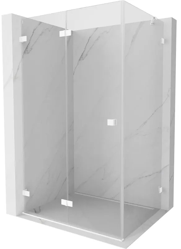 Mexen Lunar-F, 1-krídlový sprchový kút so skladacími dverami, ľavý, 90 x 80 cm, 8mm číre sklo, biely profil, 836-090-080-20-00-L