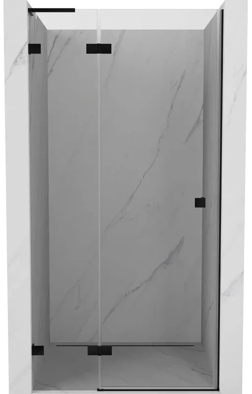 Mexen, Mexen Lunar L Otočné ľavé sprchové dvere 75 cm, priehľadné, čierne - 834L-075-000-70-00-L