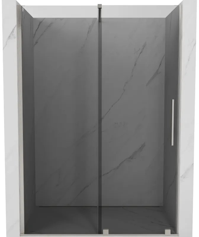 Mexen Velar, posuvné sprchové dvere do otvoru 140 cm, 8mm šedé sklo, brúsená oceľ, 871-140-000-41-97