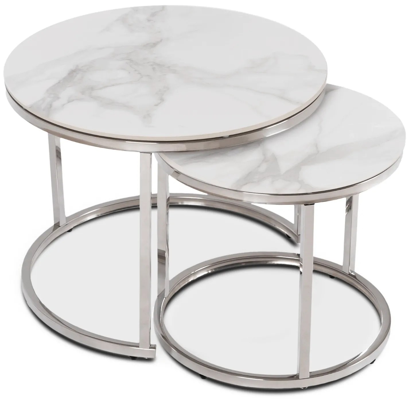 PROXIMA.store - Dizajnový konferenčný stolík CONNY FARBA: biely mramor, FARBA NÔH: strieborná