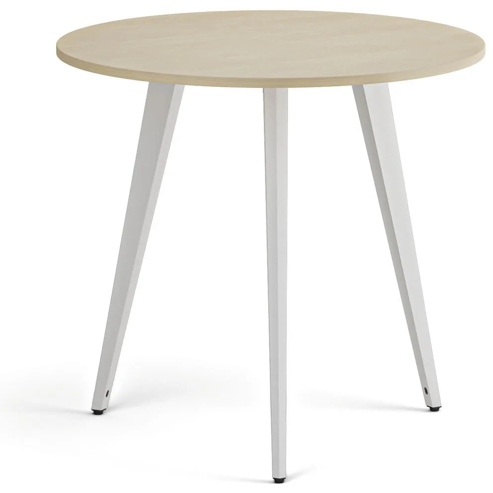 Konferenčný stôl PRIMO VIBE, priemer 80 cm, biela podnož, breza