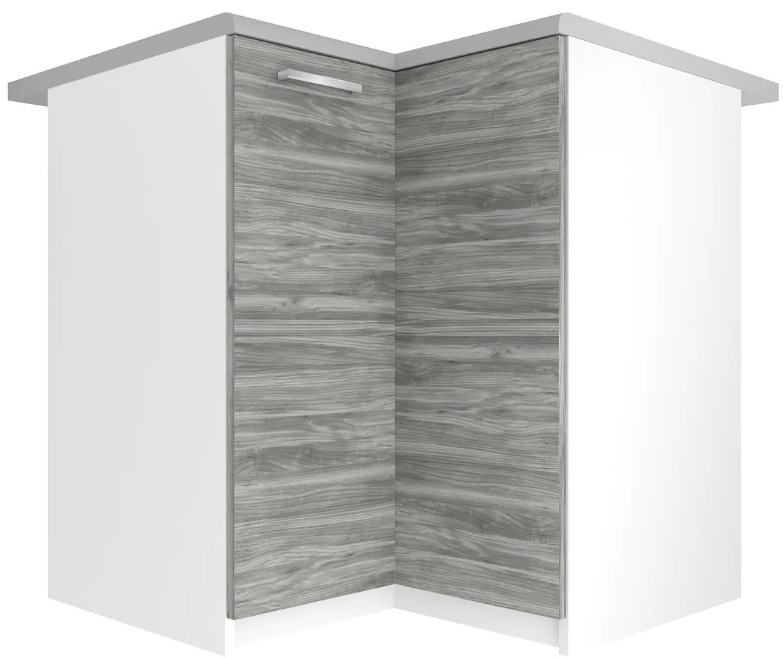 Kuchynská skrinka Belini spodná rohová 90 cm šedý antracit Glamour Wood s pracovnou doskou TOR SNP90/2/WT/GW1/0/E