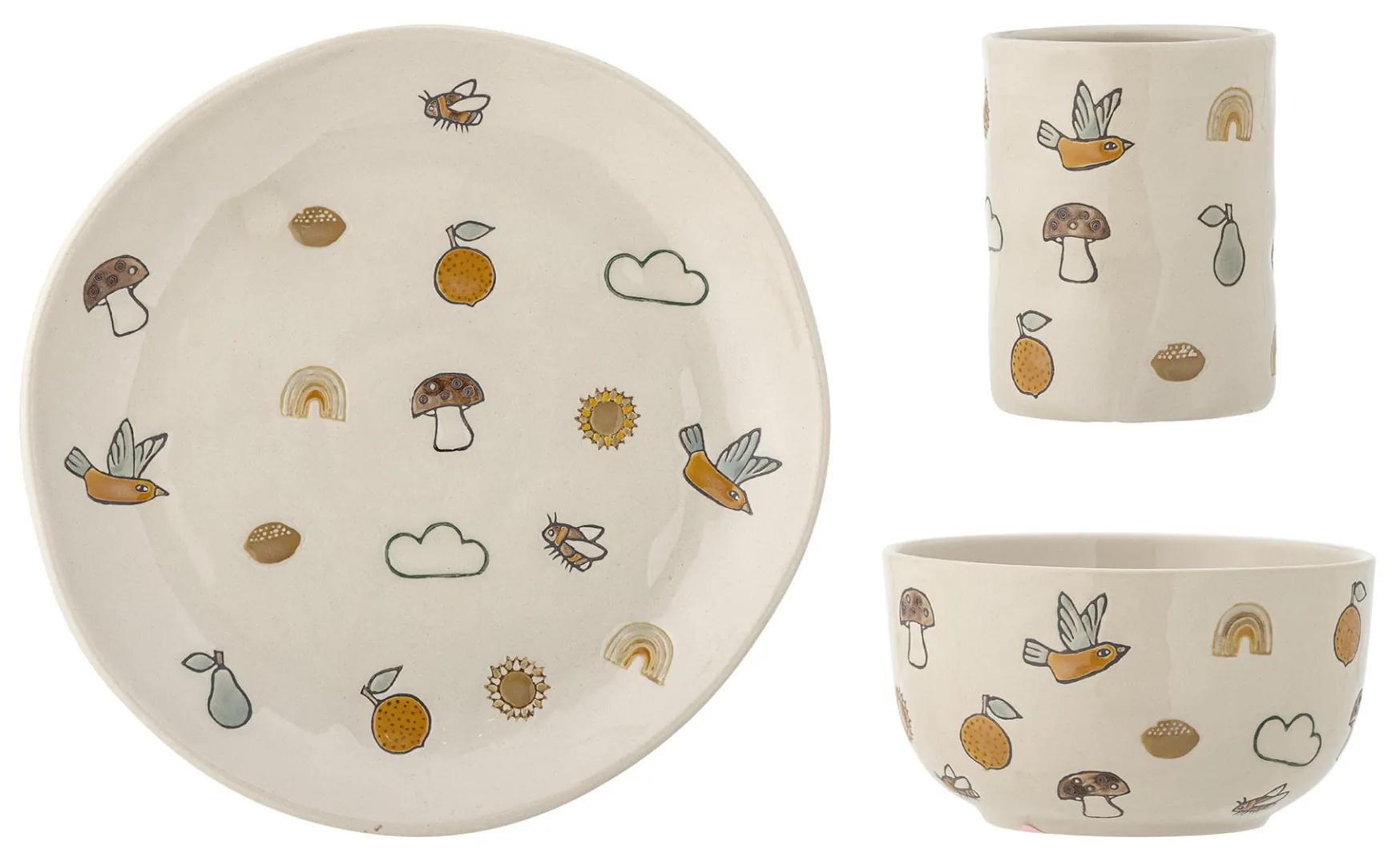 Bloomingville Keramický jedálenský set Agnes White – 3 ks