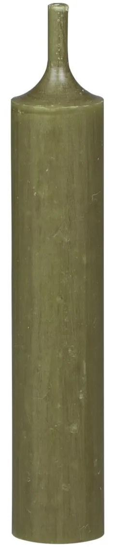 Zelená olivová úzka krátka sviečka Short dinner olive - Ø 2*11cm / 4.5h