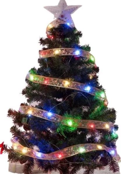 KIK KX5251 Vianočná stuha zlatá 100 LED, 10 m multicolor