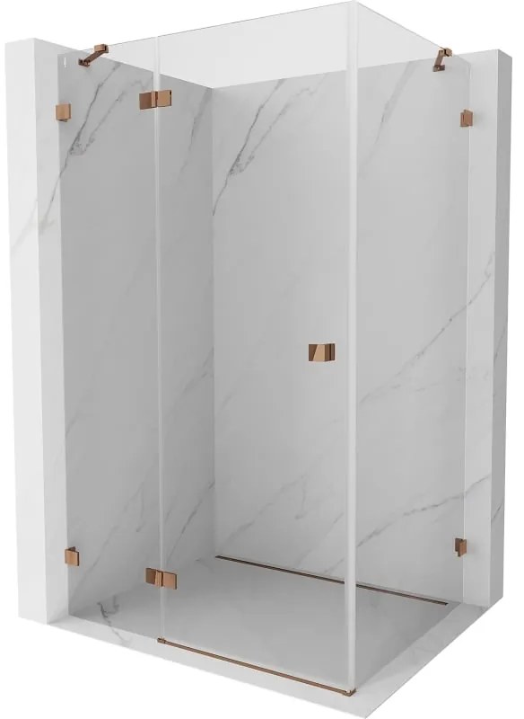 Mexen Lunar, výklopný sprchový kút ľavý 100 x 70 cm, 8mm číre sklo, profil ružové zlato, 834-100-070-60-00-L