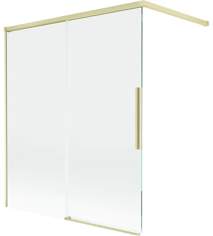 Mexen Rox, 2-krídlová posuvná vaňová zástena 140 x 150 cm, 8mm číre sklo, zlatý matný profil, 8C9-140-003-55-00