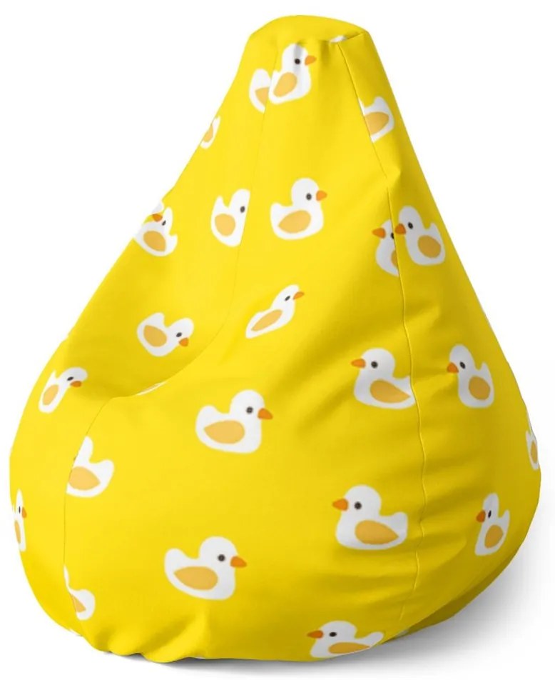 Sedací vak Pear biele kačičky, žltá