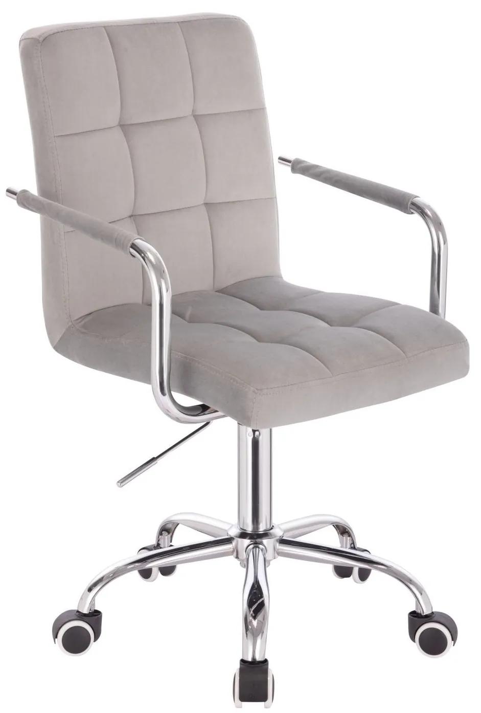 LuxuryForm DESIGN Stolička VERONA VELUR na striebornej podstave s kolieskami - svetlo šedá