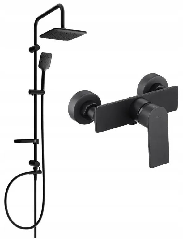 Mexen Sven, sprchový set s dažďovou sprchou a sprchovou batériou Alexa, čierna matná, 71240262-70