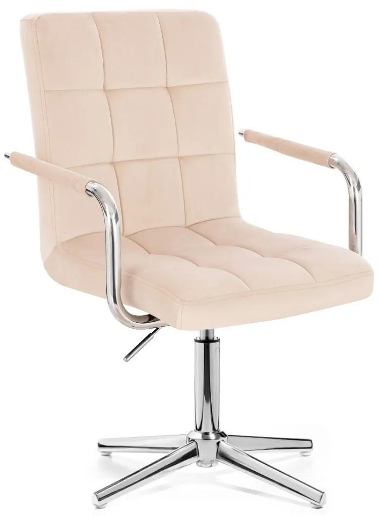 LuxuryForm DESIGN Stolička VERONA VELUR na striebornom kríži - krémová