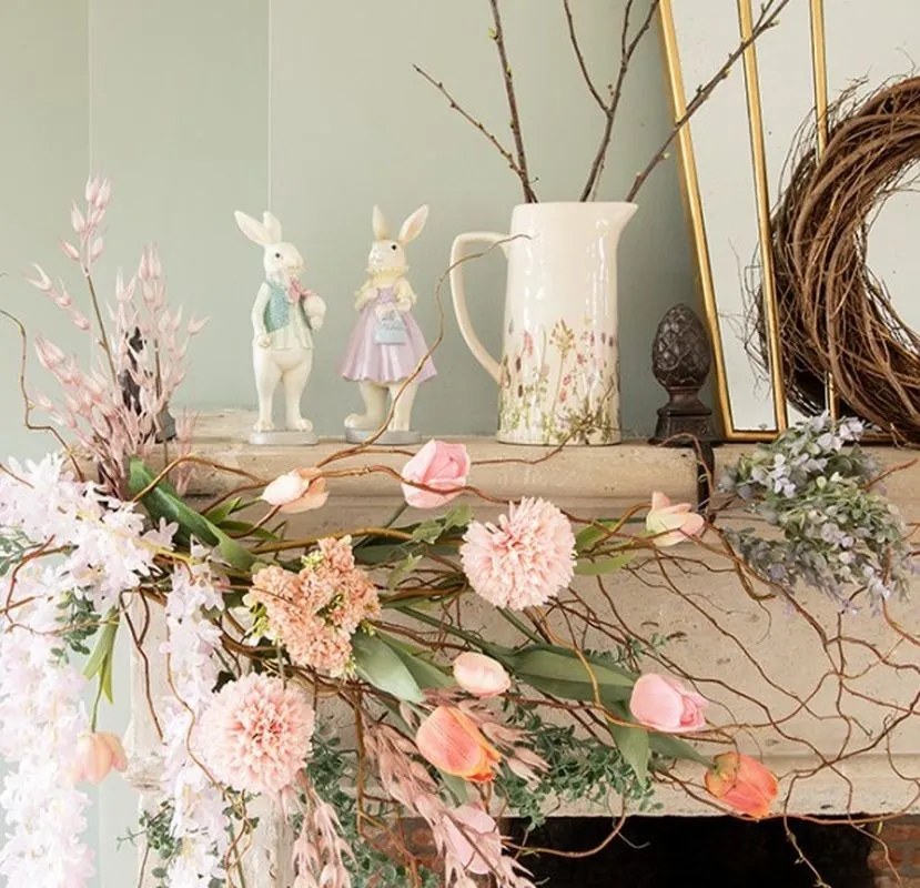 Svetloružová umelá dekoračná kvetina dlhý kvet - 10*10*110 cm