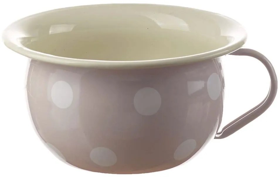 Ružová smaltovaná misa s uchom a bodkami Pink dot - Ø 18 * 10cm - 1L