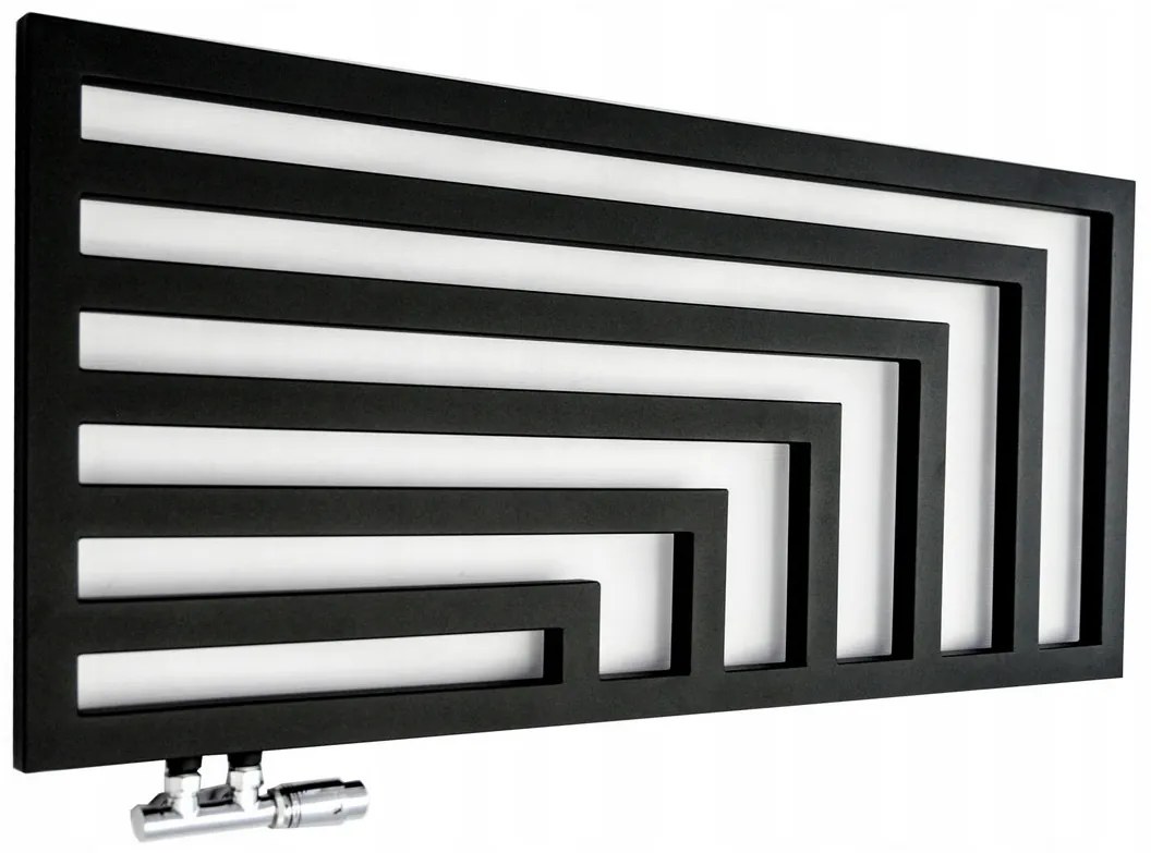 Regnis Kreon Zenit, vykurovacie teleso 1200x550 mm, 630W, čierna matná, KZ120/55/D5/BLACK