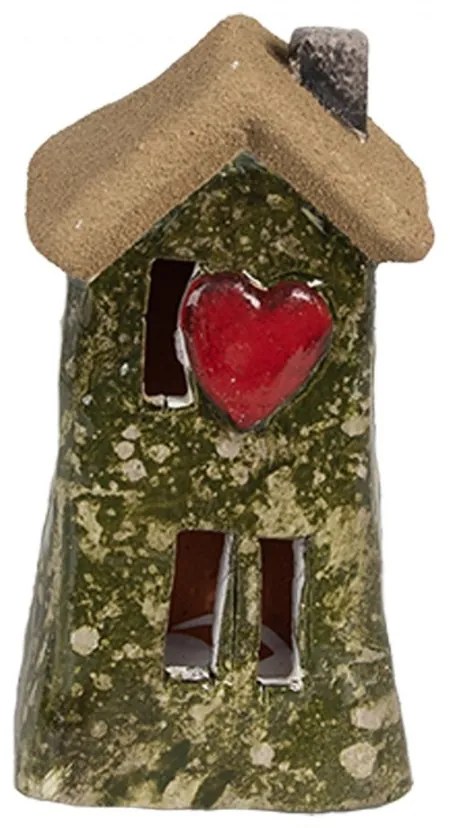 Dekorácia zelený keramický domček - 5*5*10 cm