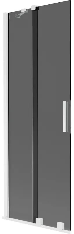 Mexen Velar, 2-krídlová posuvná vaňová zástena 70 x 150 cm, 8mm šedé sklo, biela matná, 896-070-000-41-20