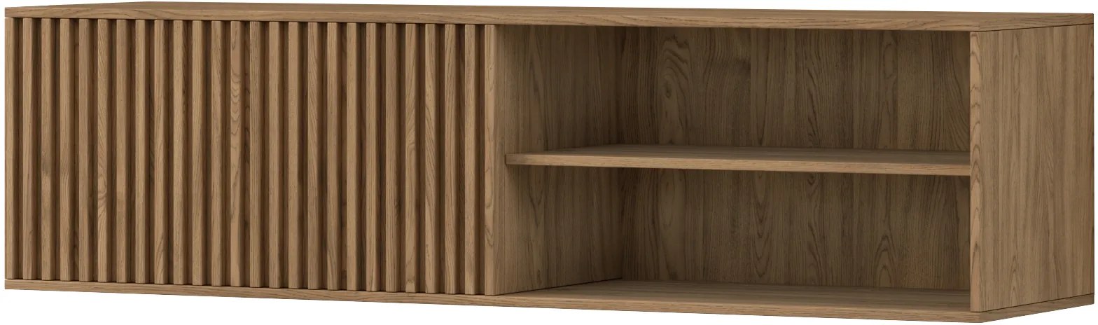 AKCIA Nástenný TV stolík ENTSIAN 150x40cm, dub artisan II. akosť