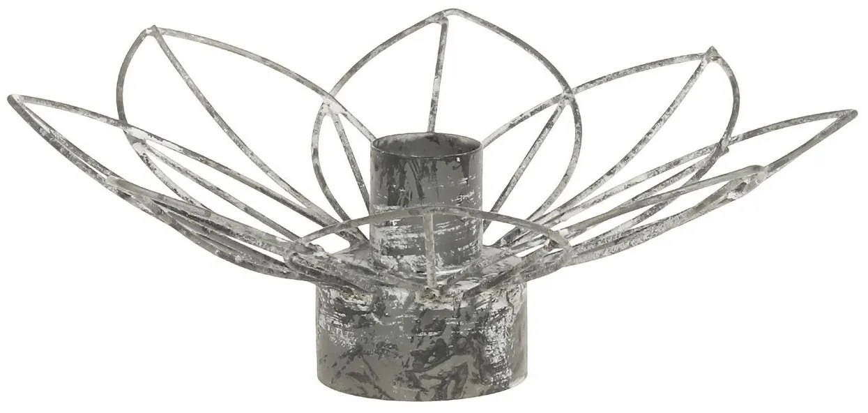 Zinkový antik kovový svietnik na úzku sviečku kvetina Flia - Ø 15*7cm