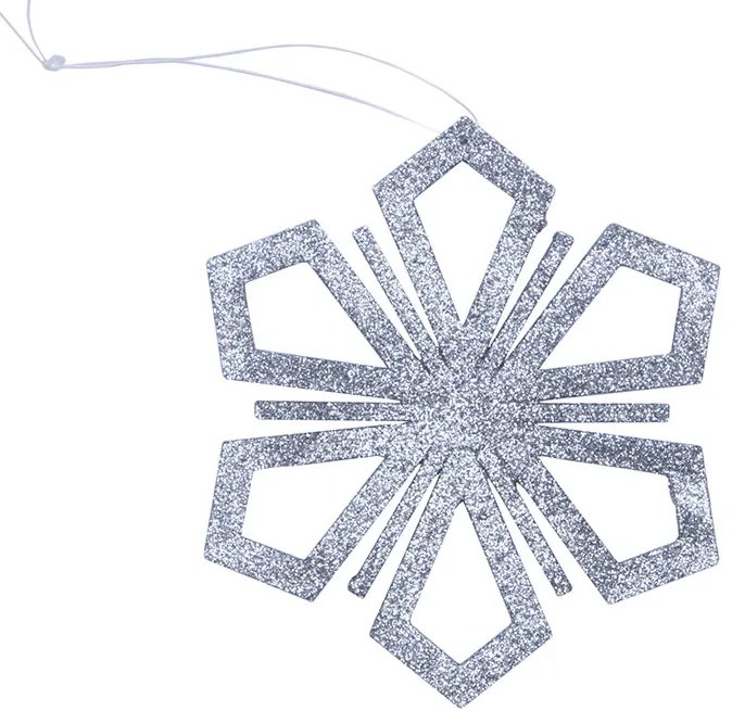 DECOLED Snehová vločka II, priemer 15 cm, strieborná