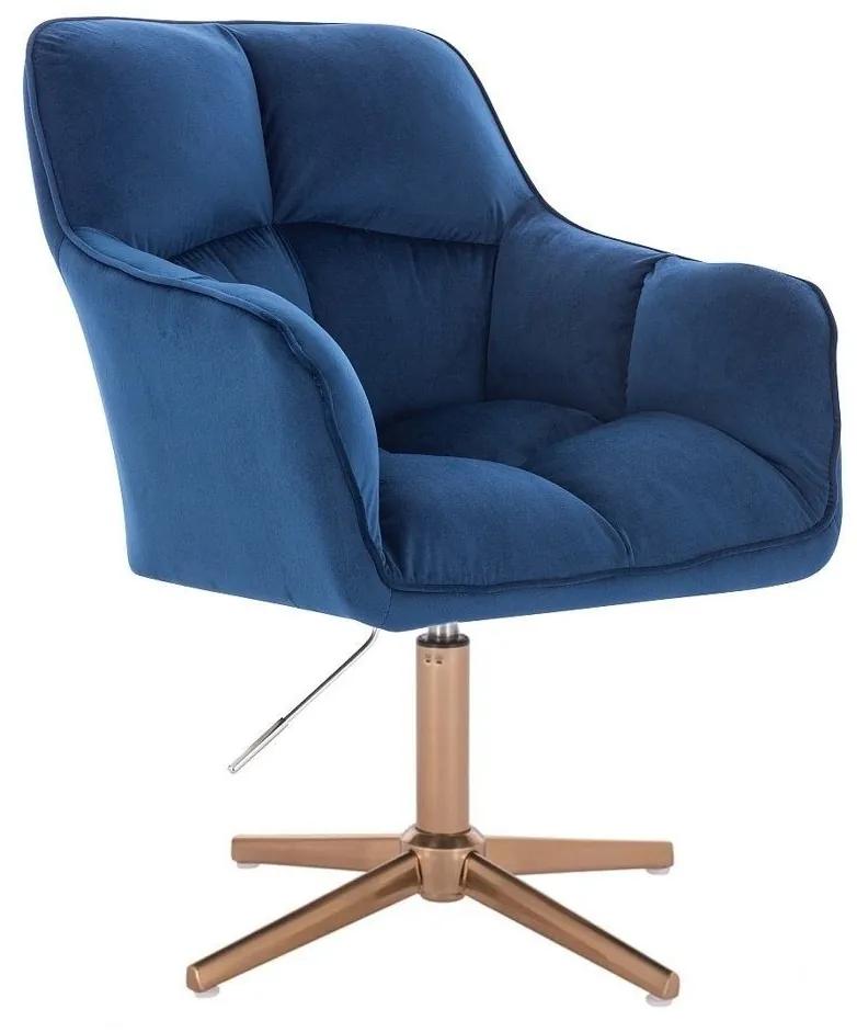 LuxuryForm DESIGN Kreslo AMALFI VELUR na zlatom kríži - modré