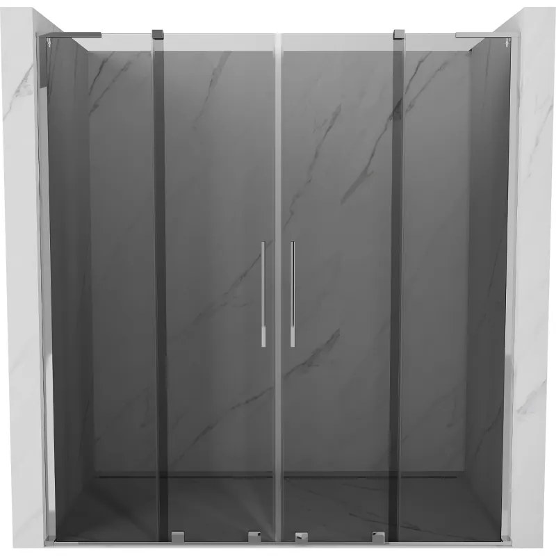 Mexen Velar L Duo, posuvné sprchové dvere do otvoru 170 cm, 8mm šedé sklo, chrómová, 871-170-003-42-01
