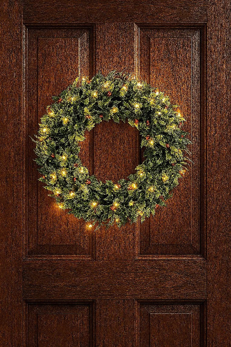 Vianočný veniec s LED osvetlením BestBerg / Ø 56 cm / 1 ks / zelená