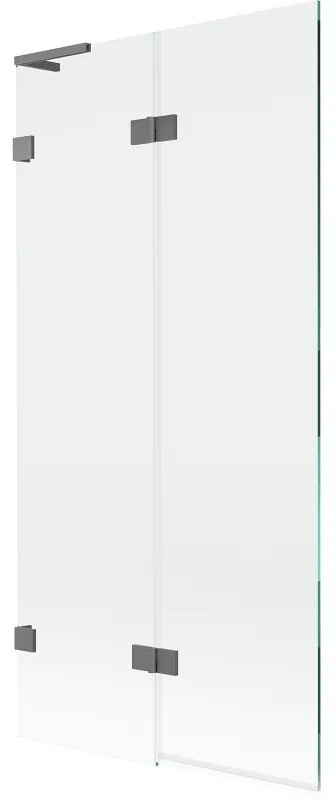 Mexen Lunar L, 2-krídlová vaňová zástena ľavá 90 x 150 cm, číre sklo, grafitová, 897L-090-100-95-00-L