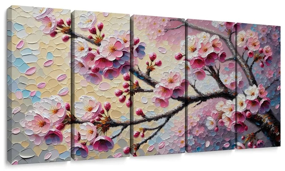 5-dielny obraz kvety čerešní v jarnom vánku