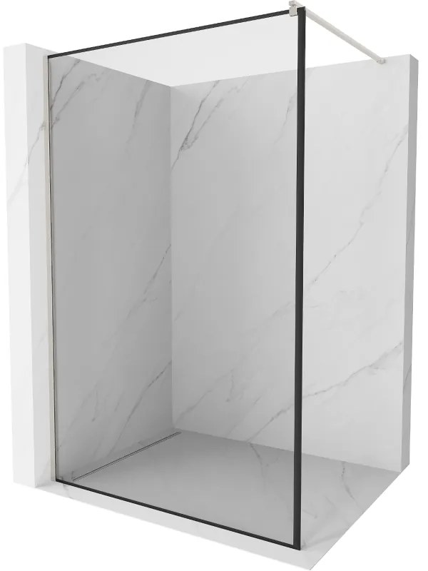 Mexen Kioto, sprchová zástena Walk-In 110 x 200 cm, 8mm číre sklo čierny vzor, brúsená oceľ profil, 800-110-101-97-70