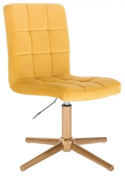 LuxuryForm DESIGN Stolička TOLEDO VELUR na zlatom kríži - žltá