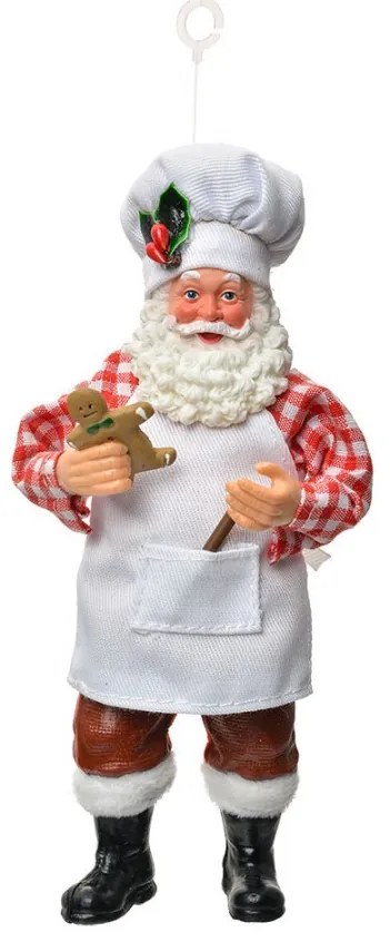 Závesná vianočná dekorácia Santa Claus cukrár držiaci perníček - 9*6*17 cm