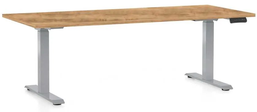 Výškovo nastaviteľný stôl OfficeTech D, 180 x 80 cm, sivá podnož, dub zlatý