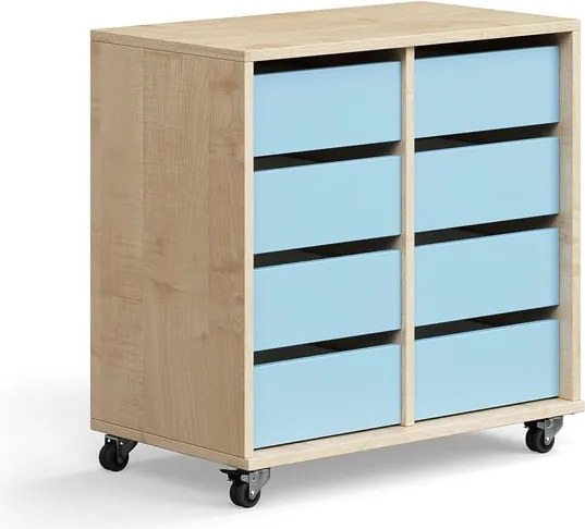 Úložná skriňa CASPER, 8 zásuviek, breza, modrá
