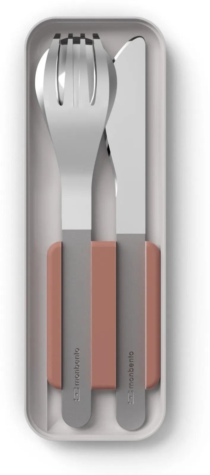 monbento Nehrdzavejúca sada príborov Monbento Slim Box Pink Moka