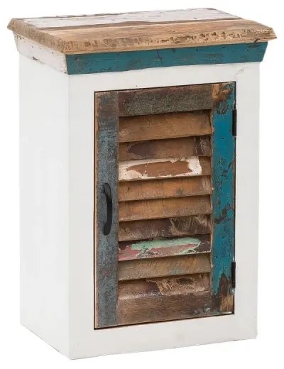 furniture-nabytek.cz - Masívna kúpeľňová nástenná skrinka Perth z recyklovaného dreva, lakovaná, biela / farebná