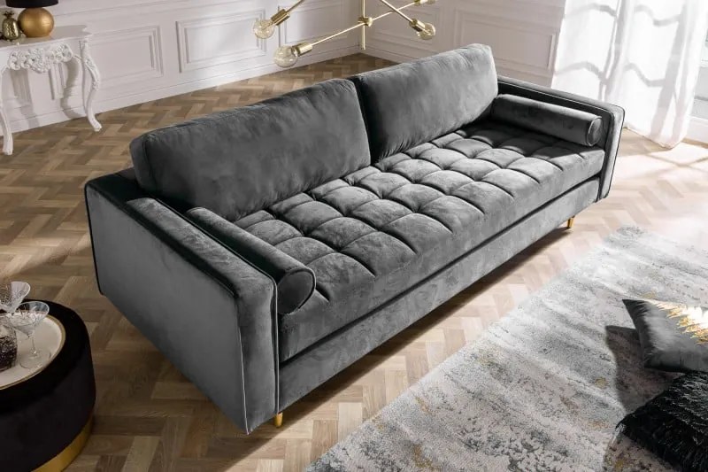 Trojmiestna pohovka COZY VELVET 220cm zamatovo šedá Trojmiestna pohovka COZY VELVET 220cm zamatovo šedá