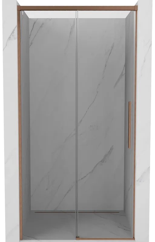 Mexen Rox, posuvné sprchové dvere 110 cm, 8mm číre sklo, medený matný profil, 8C2-110-000-65-00