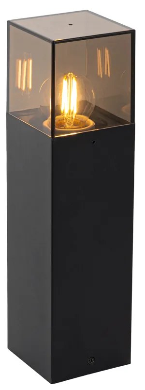 Stojaca vonkajšia lampa čierna s dymovým tienidlom 30 cm - Dánsko