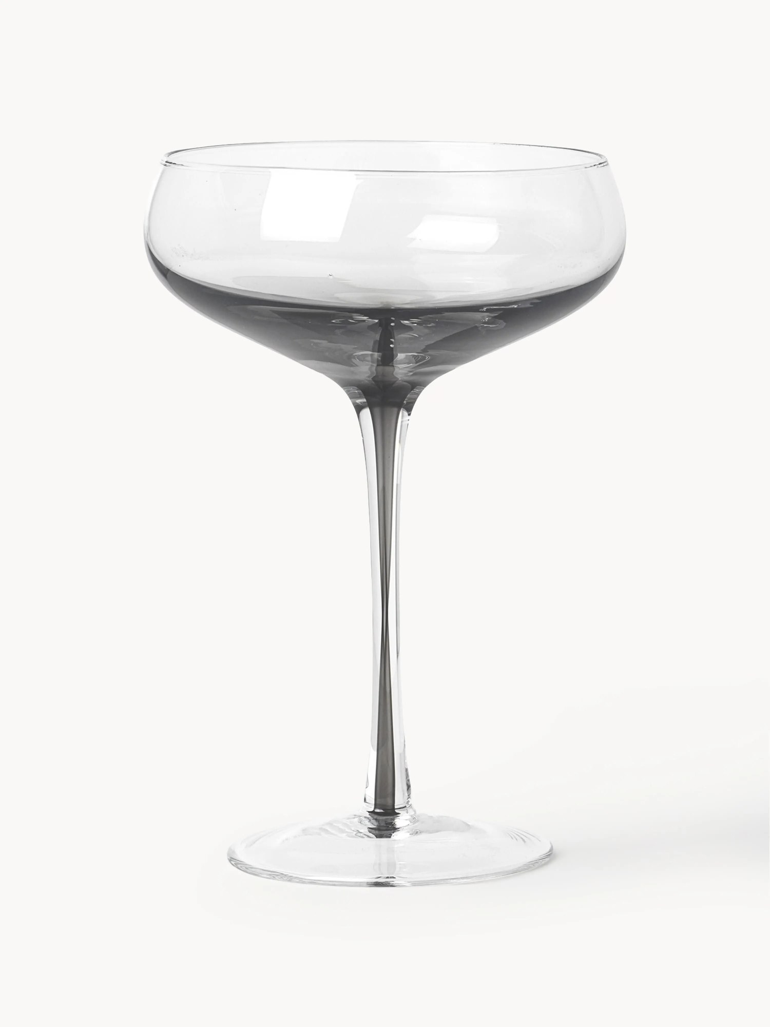 Ručne fúkané poháre na šampanské Smoke, 4 ks