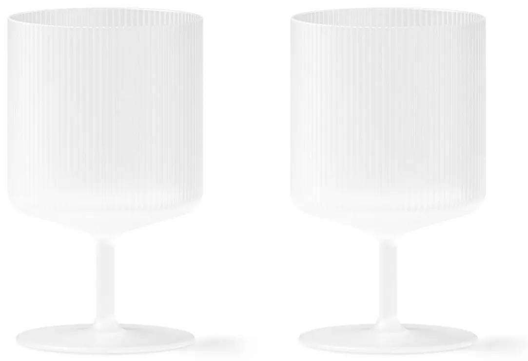 Ferm Living Pohár na víno Ripple Frosted 270 ml – set 2 ks