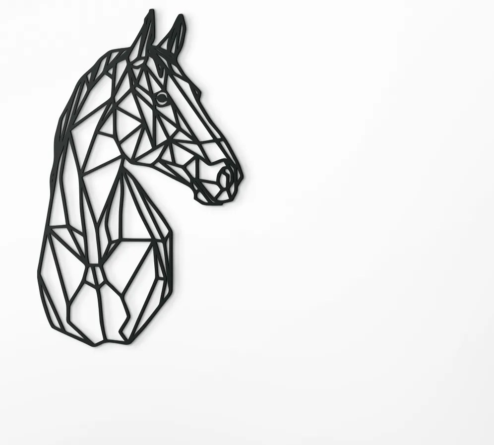 drevko Drevená nálepka na stenu Polygonálny kôň Rozmer obrazu: 44,5 x 27 cm, Farba dekorácie: Čierna