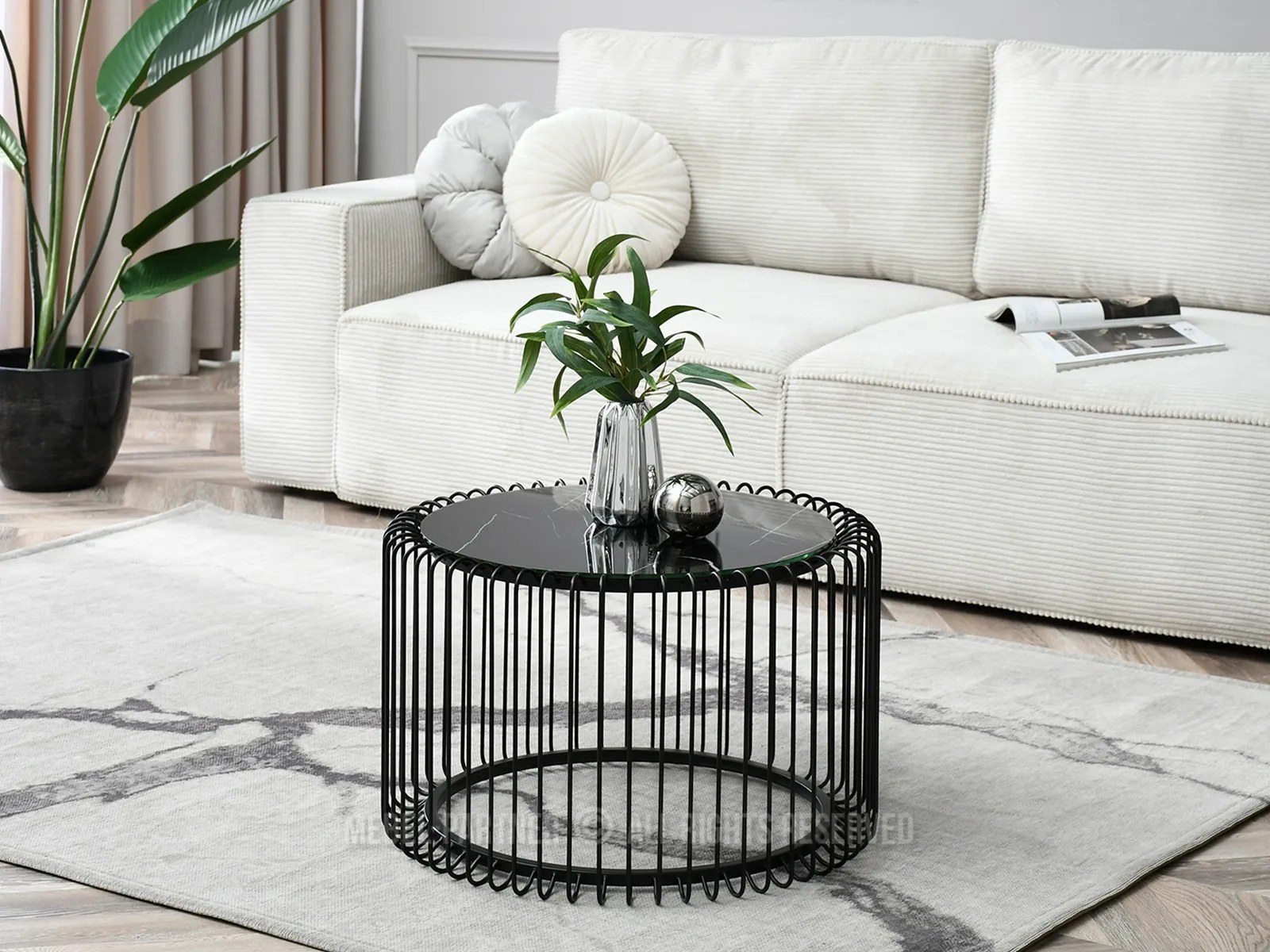 Konferenčný stolík Nils M (čierny mramor + čierna). Akcia -29%. Vlastná spoľahlivá doprava až k Vám domov. 1111660