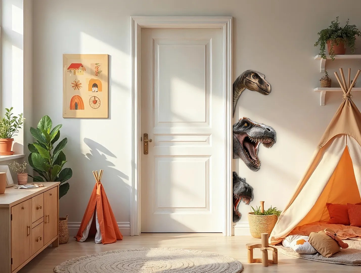 drevko | Dekorácia na stenu Dinosaury 140 x 395 cm